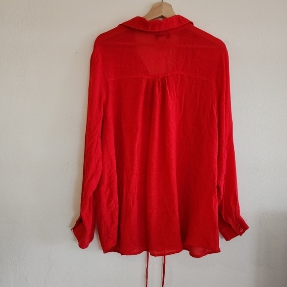 2/$20 California Grown Plus Red Vintage Collared Blouse 2X - Picture 8 of 8